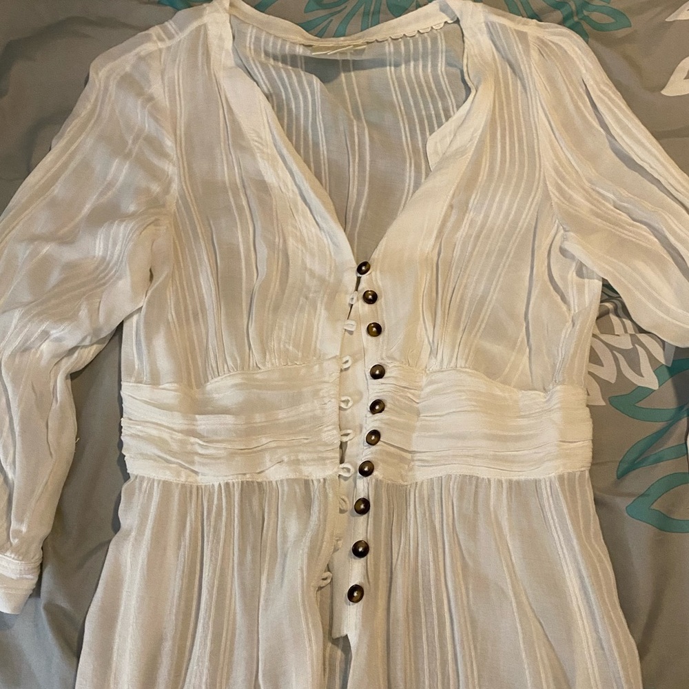 Maeve for Anthropology. White bohemian button down blouse.